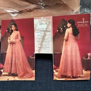 Unstiched Asim Jofa organza 3 piece suit - peach color